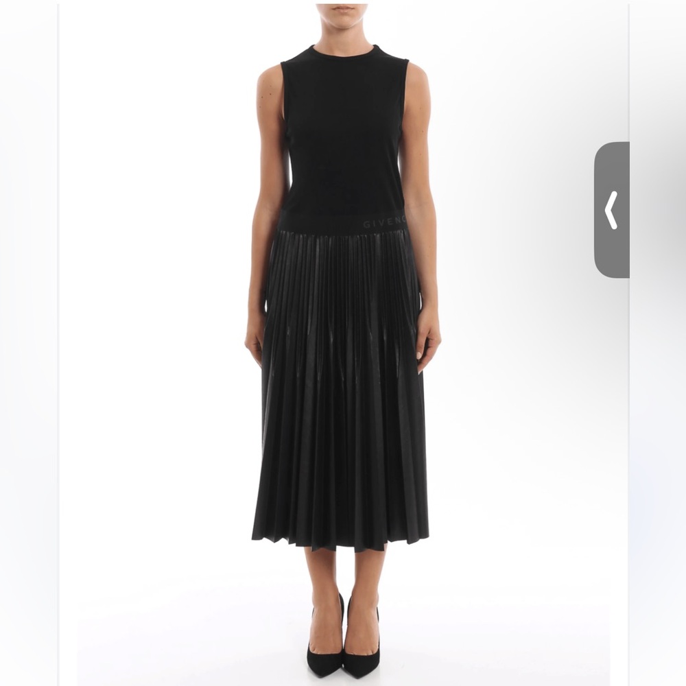 Givenchy Black Jersey Pleated Midi